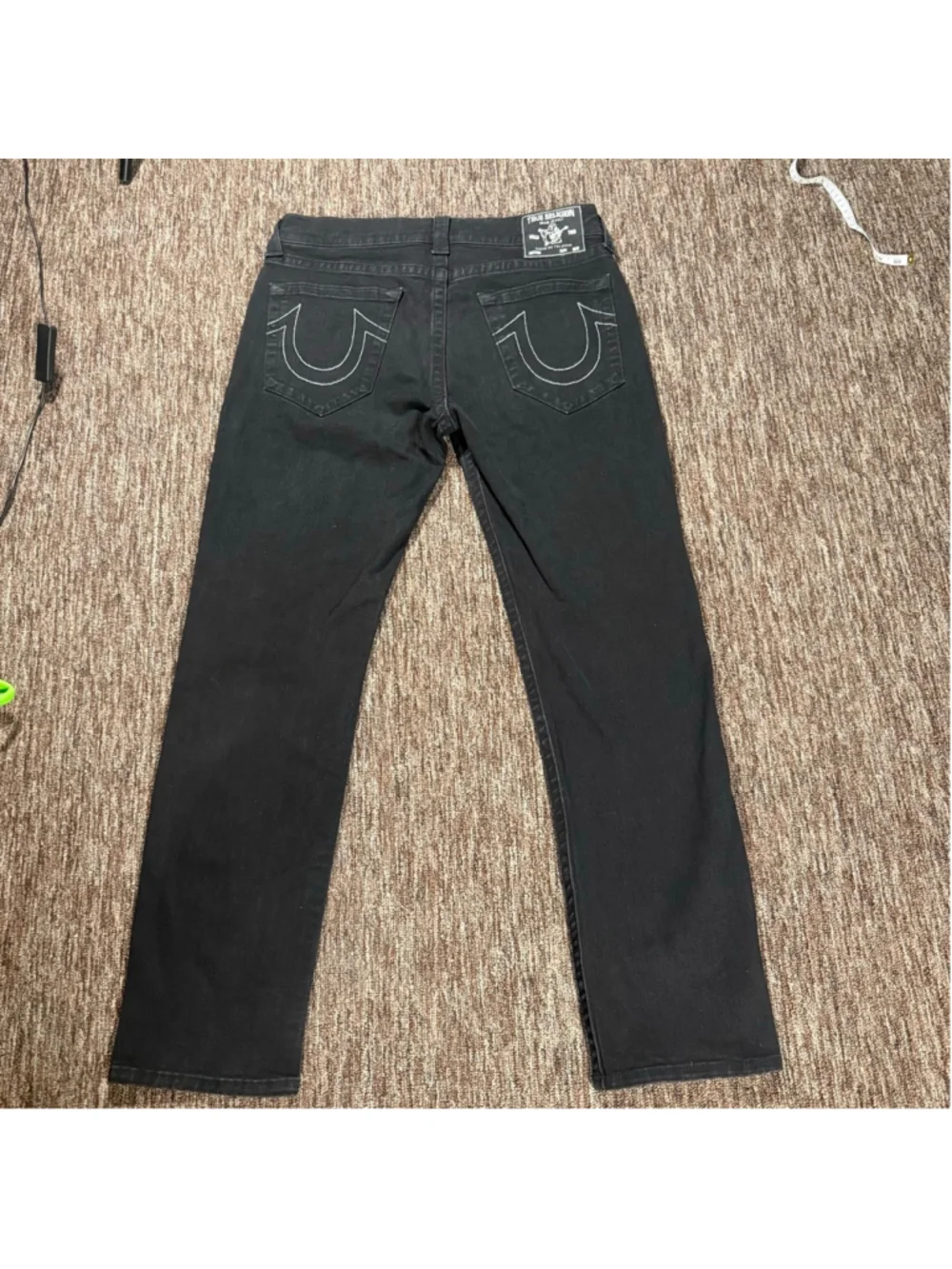True Religion Geno Relaxed Slim Black Jeans Waist 33